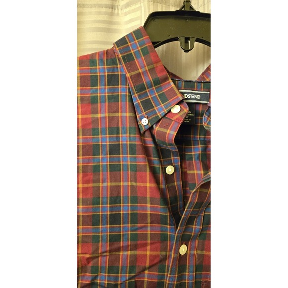 Lands End Shirt Mens L 16-16.5 Traditional Fit No‎ Iron Twill Plaid Long Sleeve - Picture 3 of 7